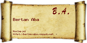 Bertan Aba névjegykártya